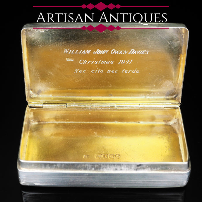 Antique English Solid Silver Historical Snuff Box - London 1845 - Artisan Antiques