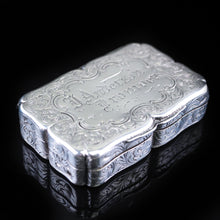 Load image into Gallery viewer, Antique Victorian Hand Engraved Solid Silver Snuff Box - Birmingham 1851 - Artisan Antiques
