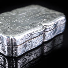 Load image into Gallery viewer, Antique Victorian Hand Engraved Solid Silver Snuff Box - Birmingham 1851 - Artisan Antiques
