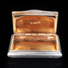 Load image into Gallery viewer, Antique English Victorian Solid Silver Snuff Box with Gold Gilt Interior - Birmingham 1838 - Artisan Antiques

