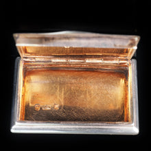 Load image into Gallery viewer, Antique English Victorian Solid Silver Snuff Box with Gold Gilt Interior - Birmingham 1838 - Artisan Antiques

