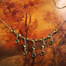 Load image into Gallery viewer, Vintage 9K Gold Peridot Cabochon Cascade Drop Necklace

