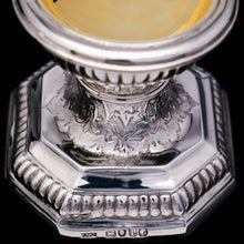 Load image into Gallery viewer, A Unique Antique Pair of Solid Silver Salt Cellars, Pedestal Design - Daniel &amp; John Wellby 1886 - Artisan Antiques
