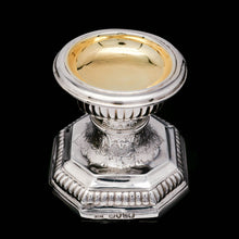 Load image into Gallery viewer, A Unique Antique Pair of Solid Silver Salt Cellars, Pedestal Design - Daniel &amp; John Wellby 1886 - Artisan Antiques
