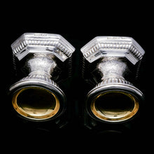 Load image into Gallery viewer, A Unique Antique Pair of Solid Silver Salt Cellars, Pedestal Design - Daniel &amp; John Wellby 1886 - Artisan Antiques
