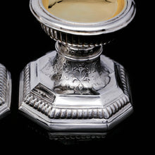 Load image into Gallery viewer, A Unique Antique Pair of Solid Silver Salt Cellars, Pedestal Design - Daniel &amp; John Wellby 1886 - Artisan Antiques

