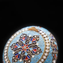 Load image into Gallery viewer, Russian Cloisonne Enamel Silver Pill Box - Grigory Sbitnev c.1900 - Artisan Antiques
