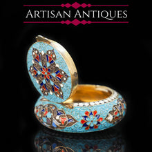 Load image into Gallery viewer, Russian Cloisonne Enamel Silver Pill Box - Grigory Sbitnev c.1900 - Artisan Antiques
