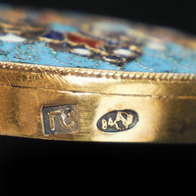 Load image into Gallery viewer, Russian Cloisonne Enamel Silver Pill Box - Grigory Sbitnev c.1900 - Artisan Antiques

