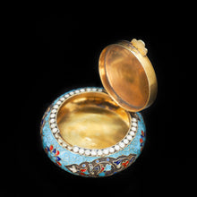 Load image into Gallery viewer, Russian Cloisonne Enamel Silver Pill Box - Grigory Sbitnev c.1900 - Artisan Antiques
