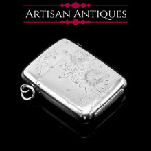 Load image into Gallery viewer, Antique Victorian Solid Silver Vesta Case Aesthetic Style Engravings - Joseph Whitten 1885
