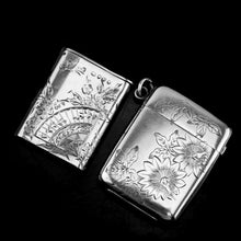 Load image into Gallery viewer, Antique Victorian Solid Silver Vesta Case Aesthetic Style Engravings - Joseph Whitten 1885
