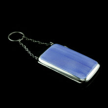 Load image into Gallery viewer, Antique Solid Silver Blue Enamel Guilloche Cigarette Case - Robert Chandler 1916
