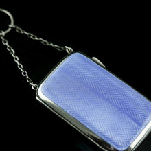 Load image into Gallery viewer, Antique Solid Silver Blue Enamel Guilloche Cigarette Case - Robert Chandler 1916
