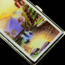 Load image into Gallery viewer, An English Solid Silver Enamel Cigarette Case with Landscape Scene - A.J.P London 1927
