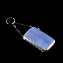 Load image into Gallery viewer, Antique Solid Silver Blue Enamel Guilloche Cigarette Case - Robert Chandler 1916
