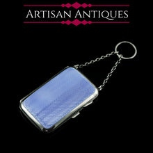 Load image into Gallery viewer, Antique Solid Silver Blue Enamel Guilloche Cigarette Case - Robert Chandler 1916
