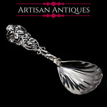 Load image into Gallery viewer, Antique Georgian Solid Silver Tea Caddy Spoon with Cast Vine Handle - 1823 - Artisan Antiques
