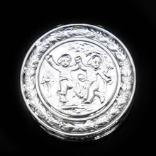 Load image into Gallery viewer, Solid Silver German Pill Box with Embossed Cherub Lid - 19th Century - Artisan Antiques
