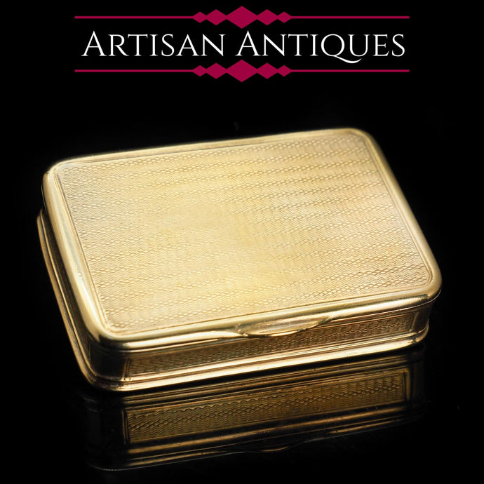 Georgian Silver Gilt Engine Turned Snuff Box - John Reily, 1829 - Artisan Antiques