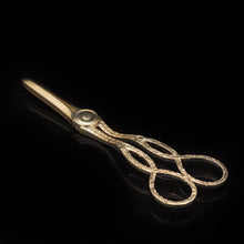 Load image into Gallery viewer, A Victorian Solid Silver Gilt Pair of Grape Scissors - John Gilbert 1864 - Artisan Antiques
