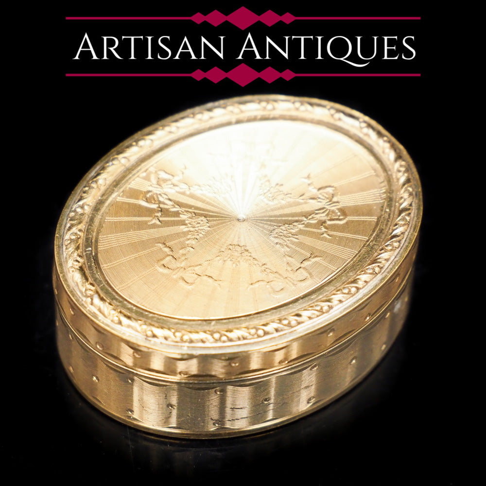 Antique French Silver Gilt Pill Box - c.1850 - Artisan Antiques