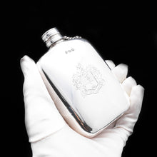 Load image into Gallery viewer, Victorian Solid Silver Hip Flask with Chain Linked Cap - Robert Thornton 1885 - Artisan Antiques

