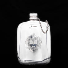 Load image into Gallery viewer, Victorian Solid Silver Hip Flask with Chain Linked Cap - Robert Thornton 1885 - Artisan Antiques
