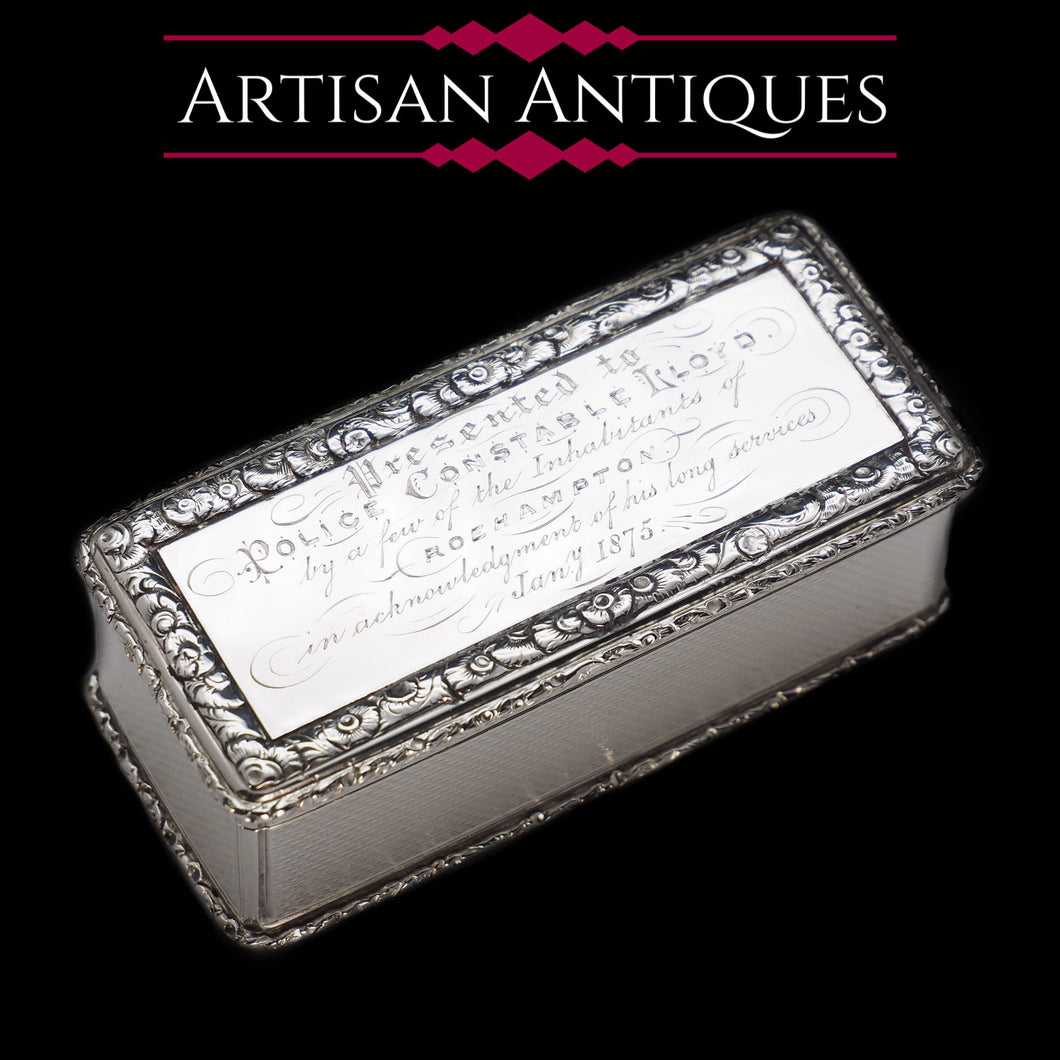 Large Silver Presentation Snuff Box with Police Interest  - Thomas Edwards 1838 - Artisan Antiques
