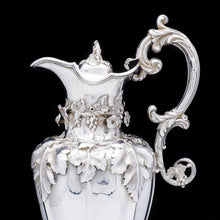Load image into Gallery viewer, Magnificent Solid Silver Wine Ewer/Jug with Embossed Grape Vines - Henry Wilkinson &amp; Co, 1845 - Artisan Antiques
