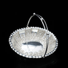 Load image into Gallery viewer, A Victorian Solid Silver Basket with Floral Chasing - William Morton &amp; Sons 1898 - Artisan Antiques
