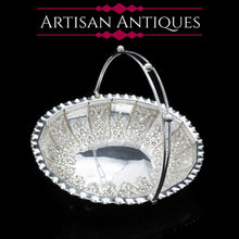 Load image into Gallery viewer, A Victorian Solid Silver Basket with Floral Chasing - William Morton &amp; Sons 1898 - Artisan Antiques

