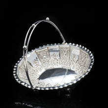 Load image into Gallery viewer, A Victorian Solid Silver Basket with Floral Chasing - William Morton &amp; Sons 1898 - Artisan Antiques

