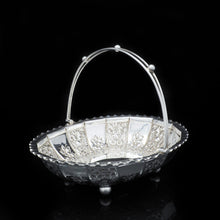 Load image into Gallery viewer, A Victorian Solid Silver Basket with Floral Chasing - William Morton &amp; Sons 1898 - Artisan Antiques
