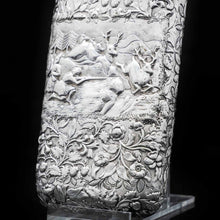Load image into Gallery viewer, A Magnificent Solid Silver Hunting Scene Cheroot/Cigar Case - Yapp &amp; Woodward 1854 - Artisan Antiques

