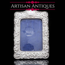 Load image into Gallery viewer, An Antique Solid Silver Photo Frame with Floral Motifs - Joseph Gloster 1902 - Artisan Antiques
