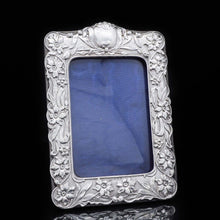 Load image into Gallery viewer, An Antique Solid Silver Photo Frame with Floral Motifs - Joseph Gloster 1902 - Artisan Antiques
