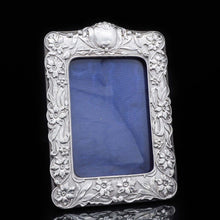 Load image into Gallery viewer, An Antique Solid Silver Photo Frame with Floral Motifs - Joseph Gloster 1902 - Artisan Antiques
