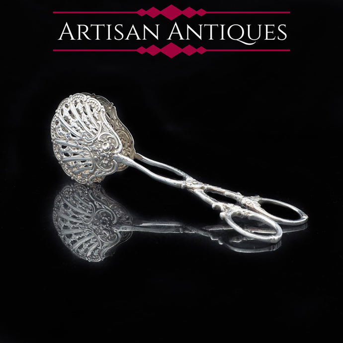 A Solid Silver Cake Server/Tong of Scalloped Form - 19th Century Germany - Artisan Antiques