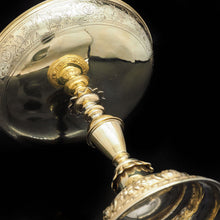Load image into Gallery viewer, A Solid Silver Gilt Tazza With Chased Motifs - Lambert &amp; Co 1907 - Artisan Antiques
