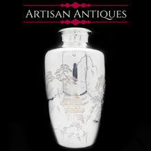 Load image into Gallery viewer, Antique Silver Japanese Hand Engraved Vase - Meiji Era c.1890 - Artisan Antiques
