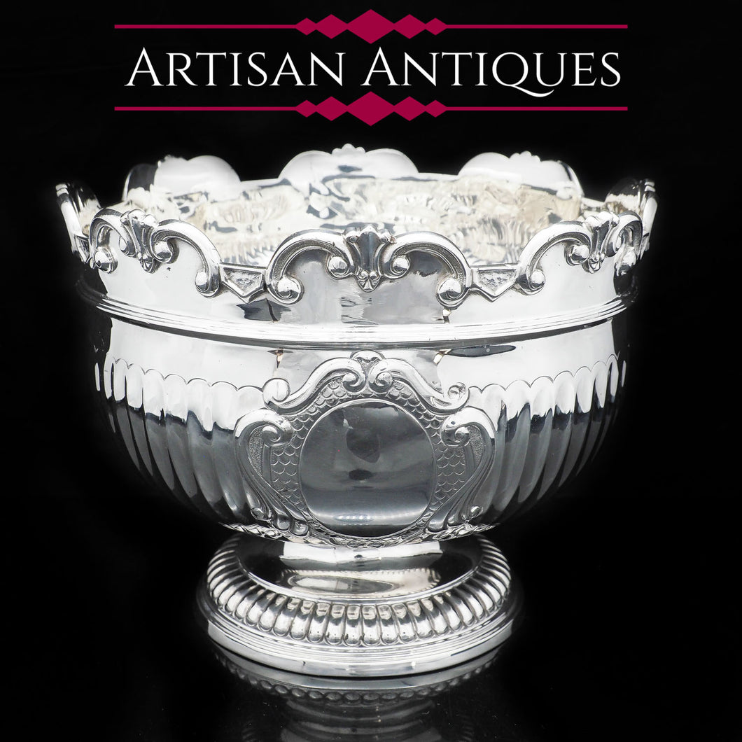 A Solid Silver Monteith Bowl in Queen Anne Style - Alexander Clark & Co 1924 - Artisan Antiques