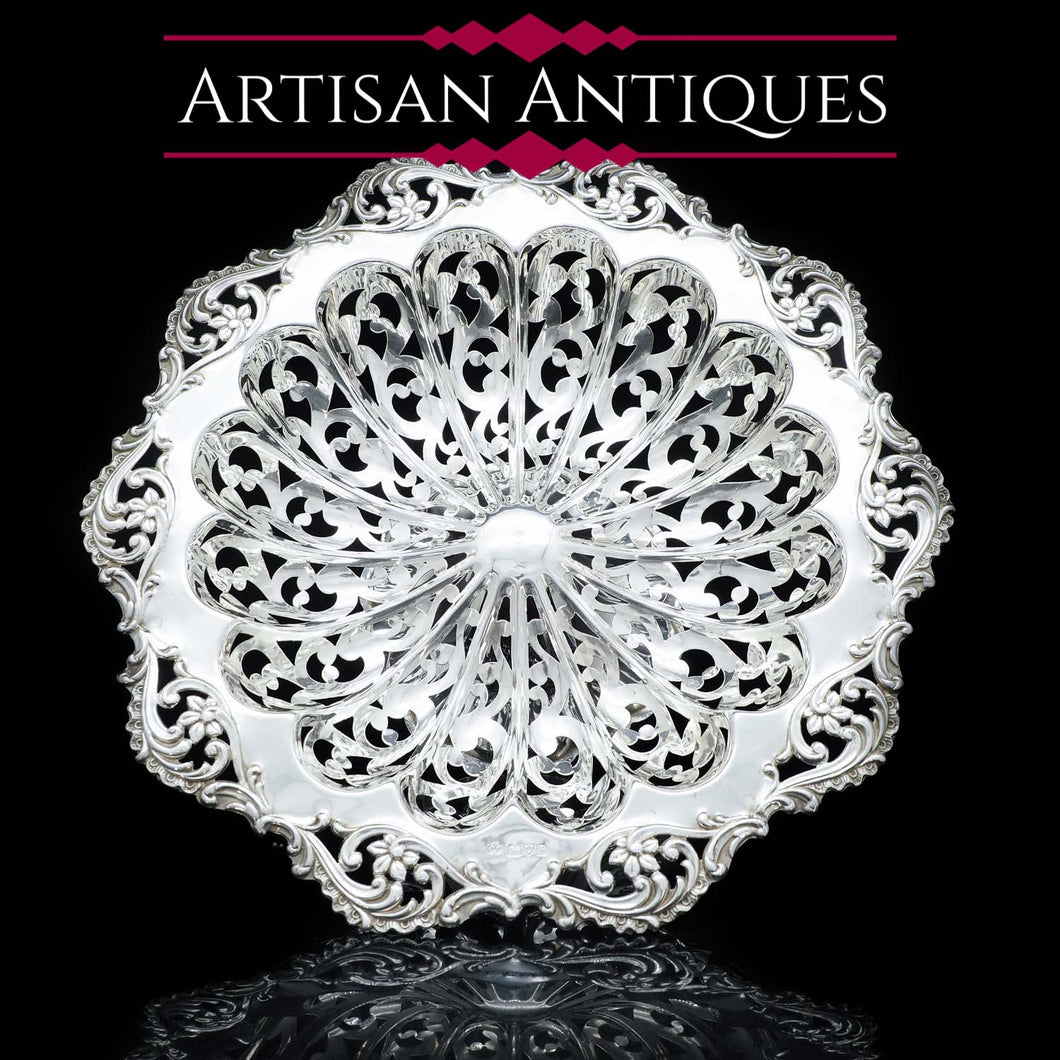 An Antique Solid Silver Pierced Tazza/Bowl Edwardian - Colen Hewer Cheshire 1906 - Artisan Antiques