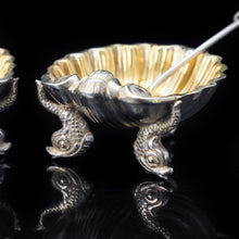 Load image into Gallery viewer, A Pair of Boxed Solid Silver Salt Cellars of Scallop Form - Chawner &amp; co 1871 - Artisan Antiques
