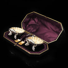 Load image into Gallery viewer, A Pair of Boxed Solid Silver Salt Cellars of Scallop Form - Chawner &amp; co 1871 - Artisan Antiques

