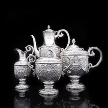 Load image into Gallery viewer, A Magnificent Victorian Solid Silver 4-Piece Tea &amp; Coffee Service by Goldsmiths &amp; Silversmiths Co. - Artisan Antiques
