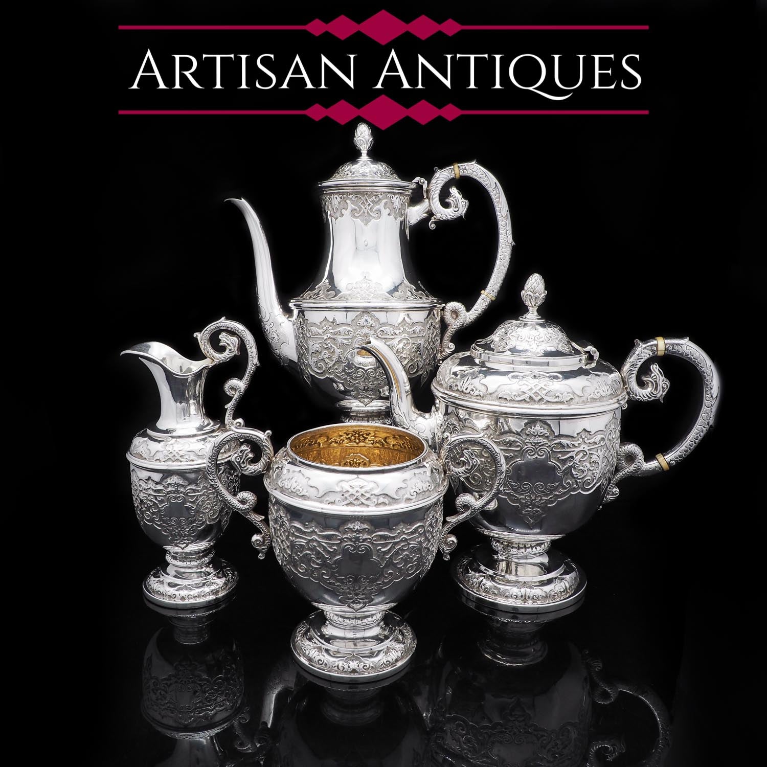 A Magnificent Victorian Solid Silver 4 Piece Tea Coffee Service by Goldsmiths Silversmiths Co