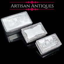 Load image into Gallery viewer, A Solid Silver Table Snuff Box Georgian - Nathaniel Mills 1836 - Artisan Antiques
