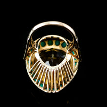 Load image into Gallery viewer, Vintage Huge Citrine (~17CT) and Turquoise 18K Gold Ring Pear Cut
