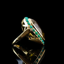 Load image into Gallery viewer, Vintage Huge Citrine (~17CT) and Turquoise 18K Gold Ring Pear Cut

